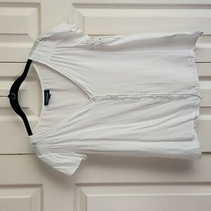Modcloth White Short Sleeved Button Down with Flutter Sleeve